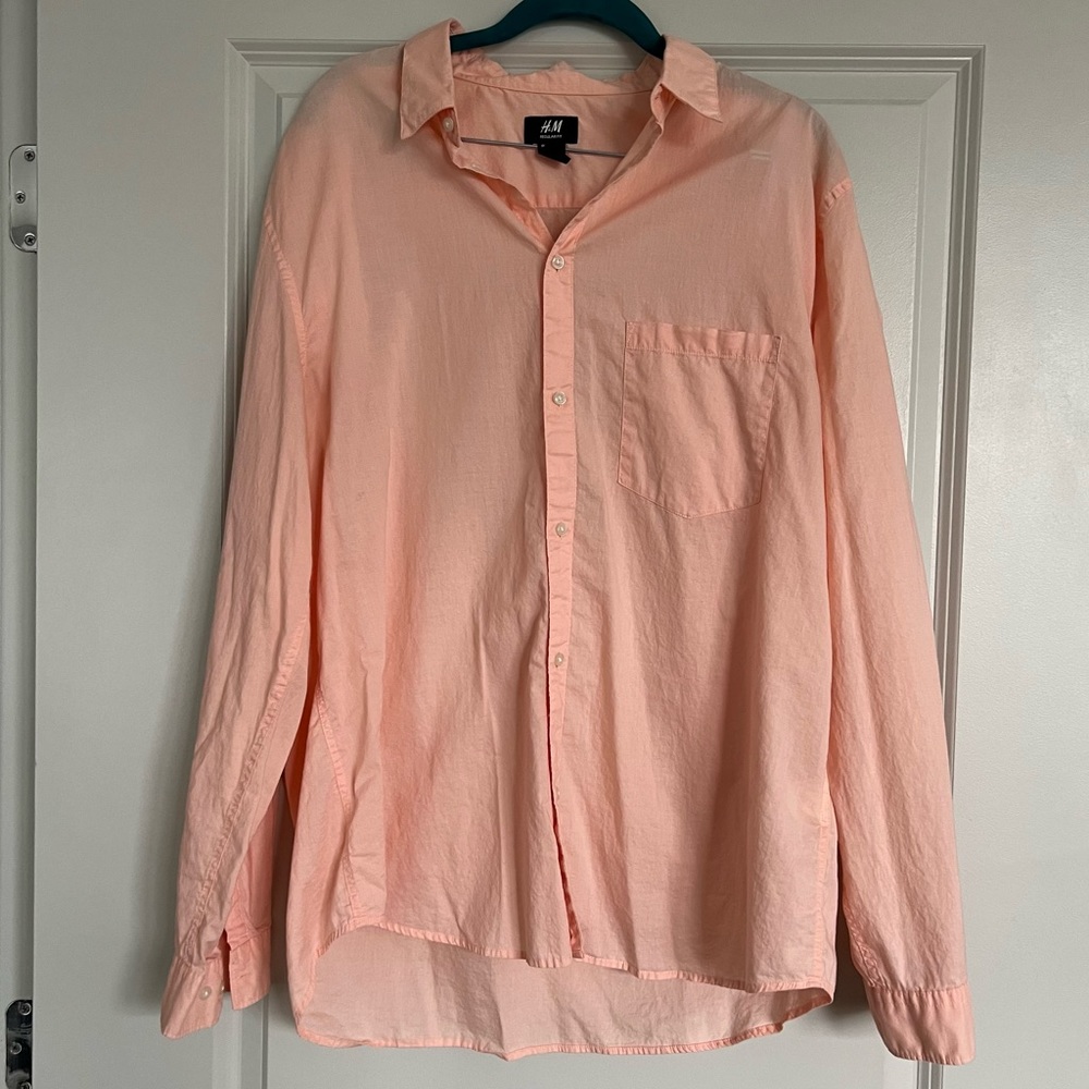 H&M Men’s Coral Button Down Shirt | Size XL